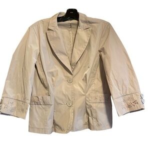 Dismero Italy Women’s Waterproof Technical Jacket Tan 3/4 Sleeve Blazer Size‎ 10